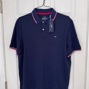Vineyard Vines Men's Polo in Navy with Red Accents